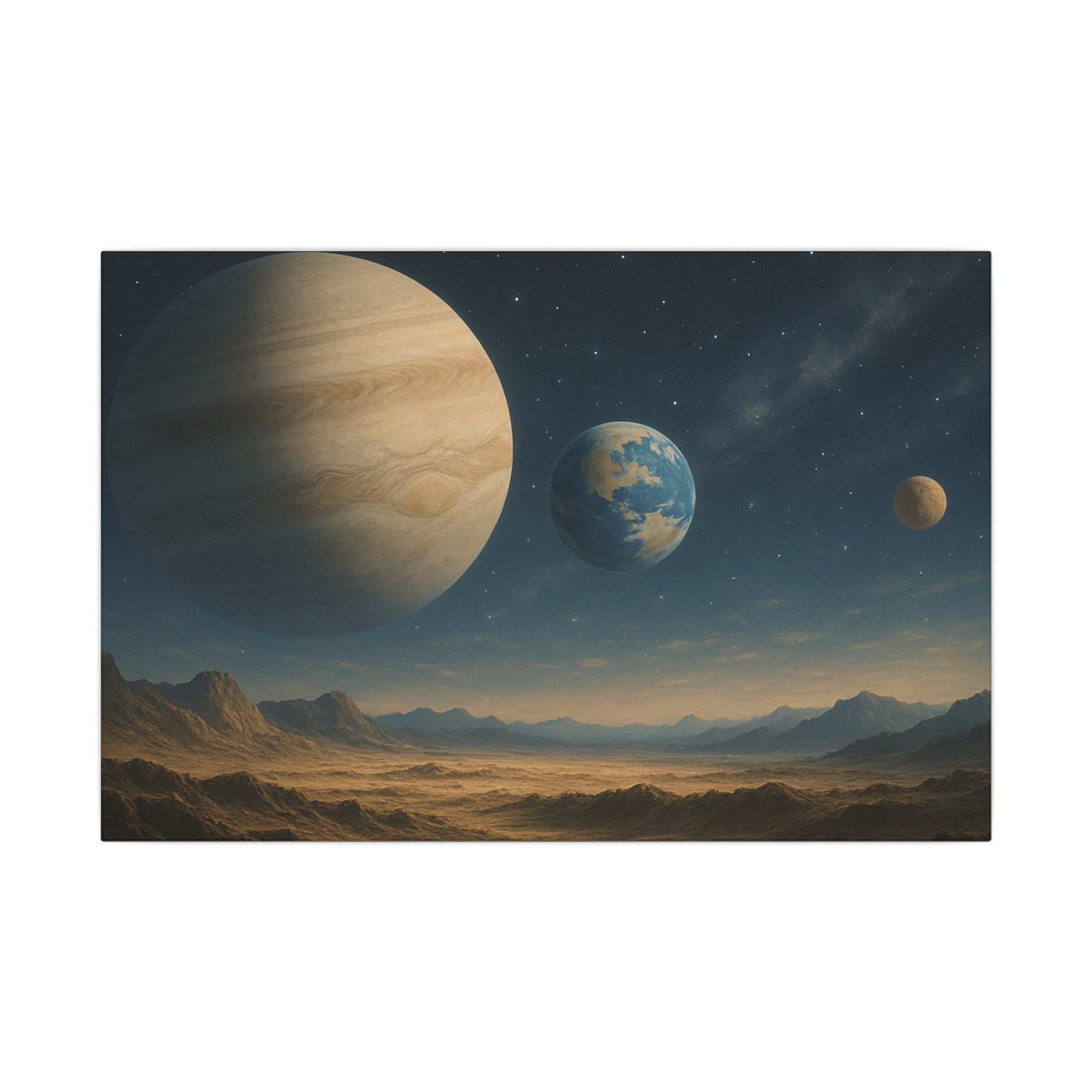 Stretched Canvas Wall Art - Cosmic Planetary Landscape