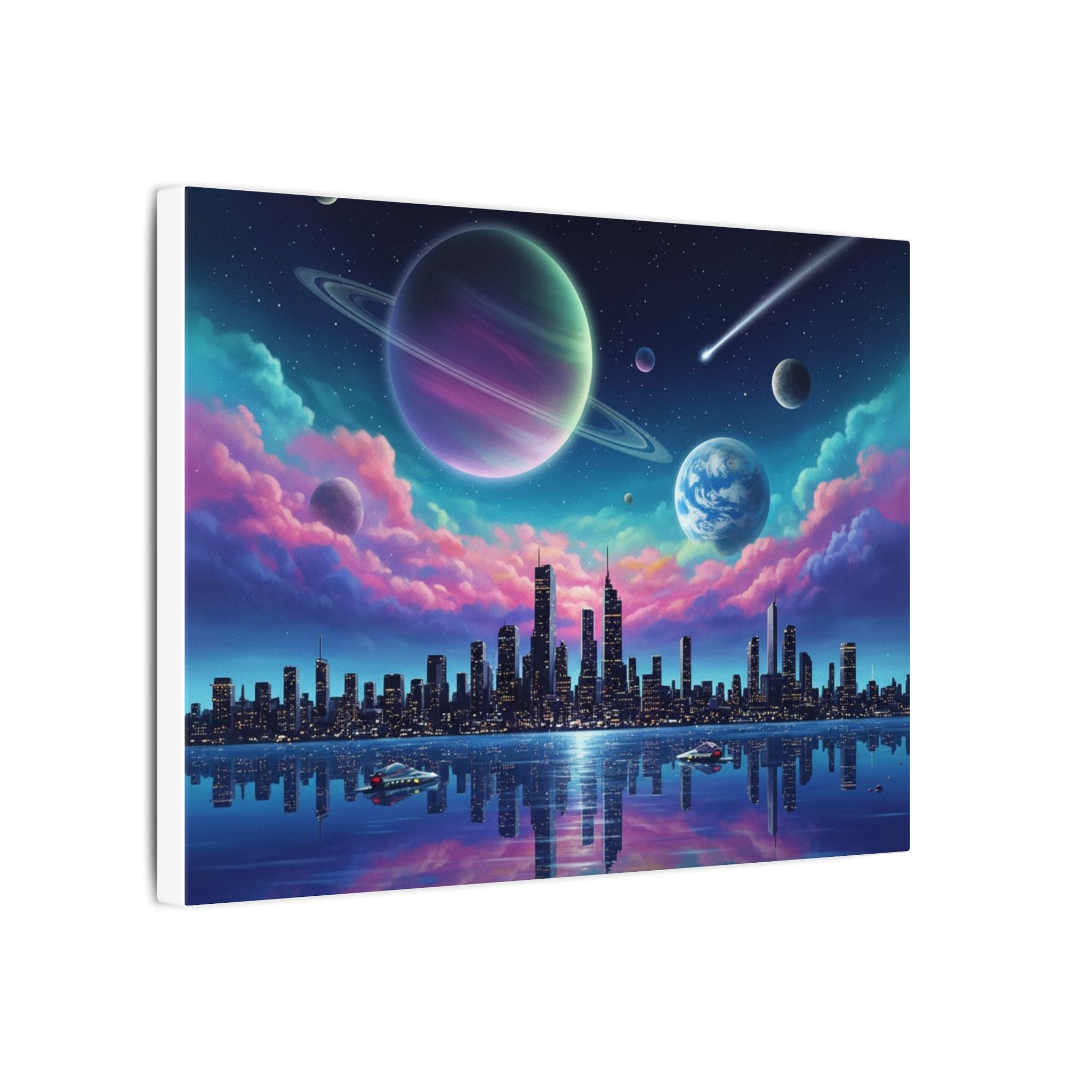 Galactic Cityscape Canvas Art Print