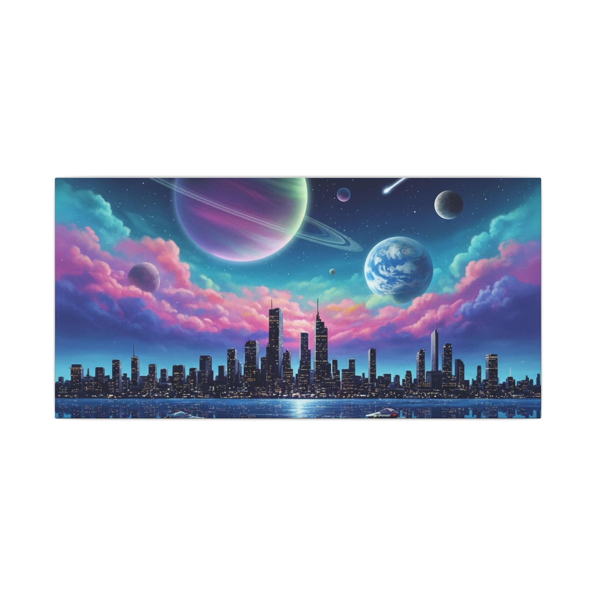 Galactic Cityscape Canvas Art Print