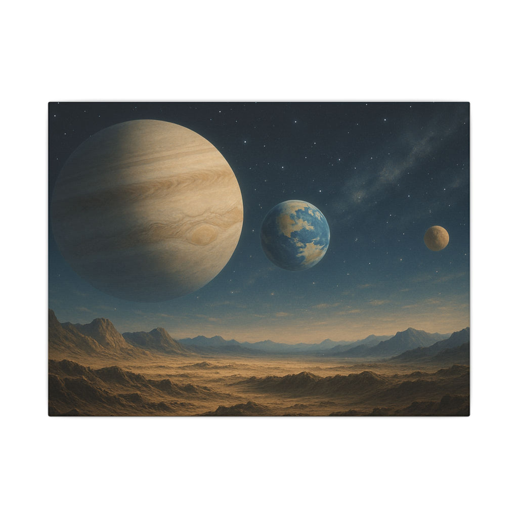 Stretched Canvas Wall Art - Cosmic Planetary Landscape