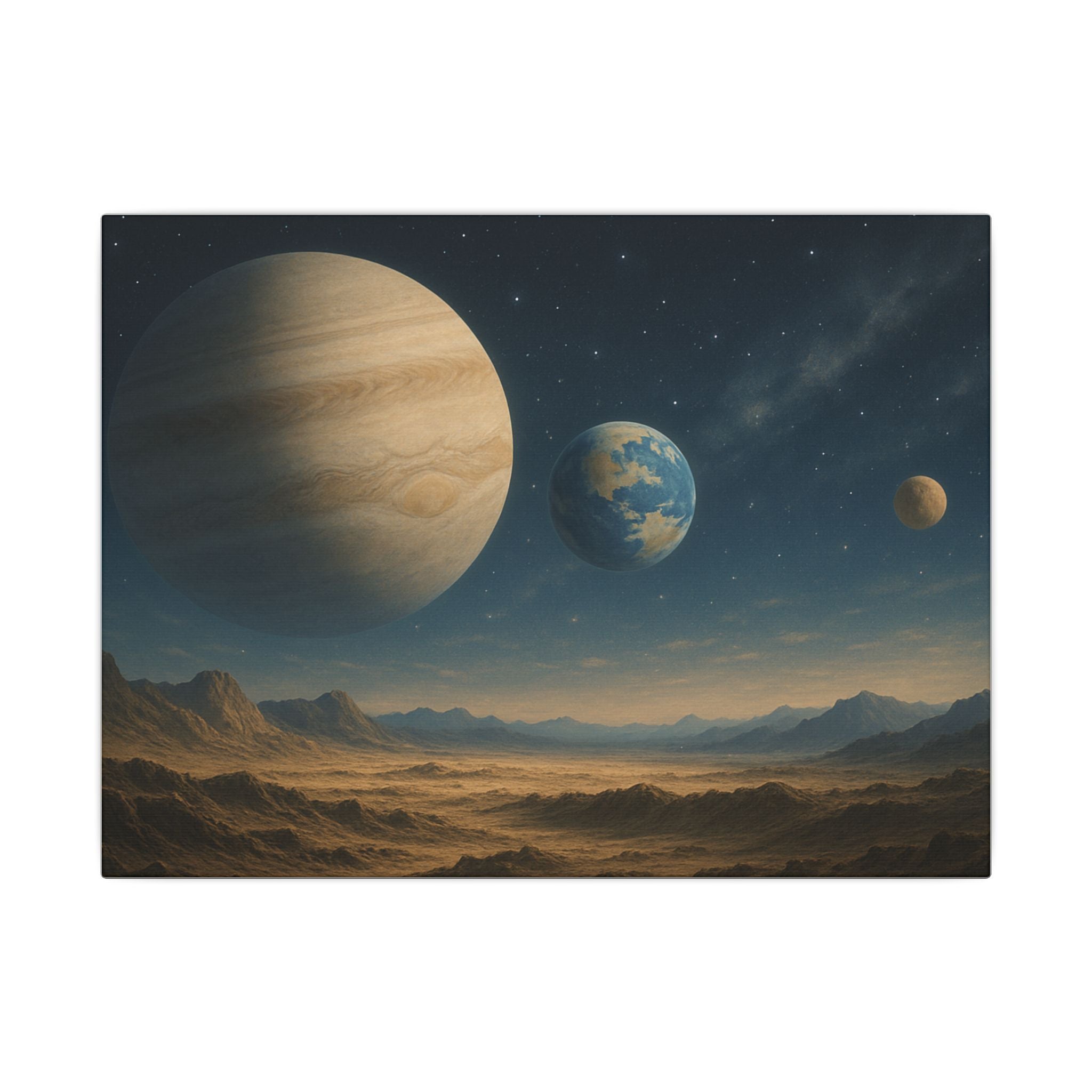 Stretched Canvas Wall Art - Cosmic Planetary Landscape