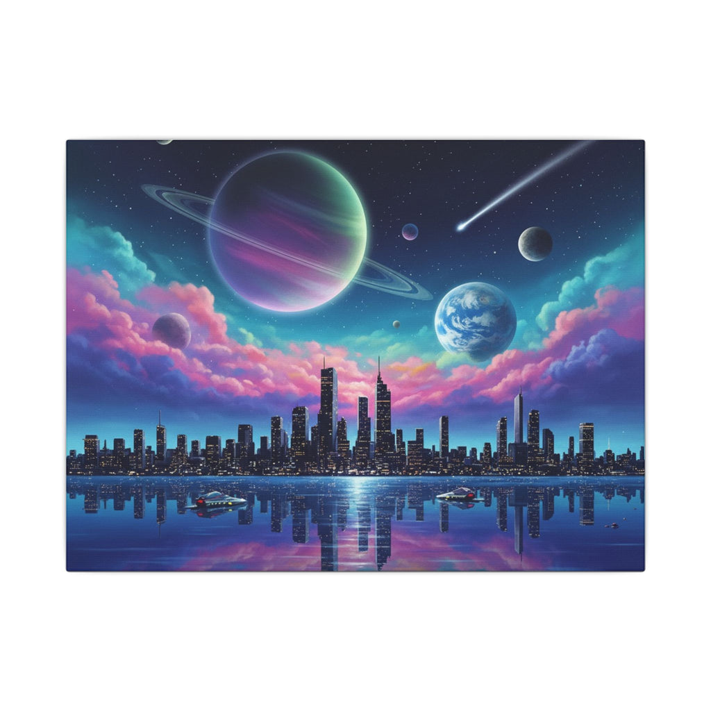 Galactic Cityscape Canvas Art Print