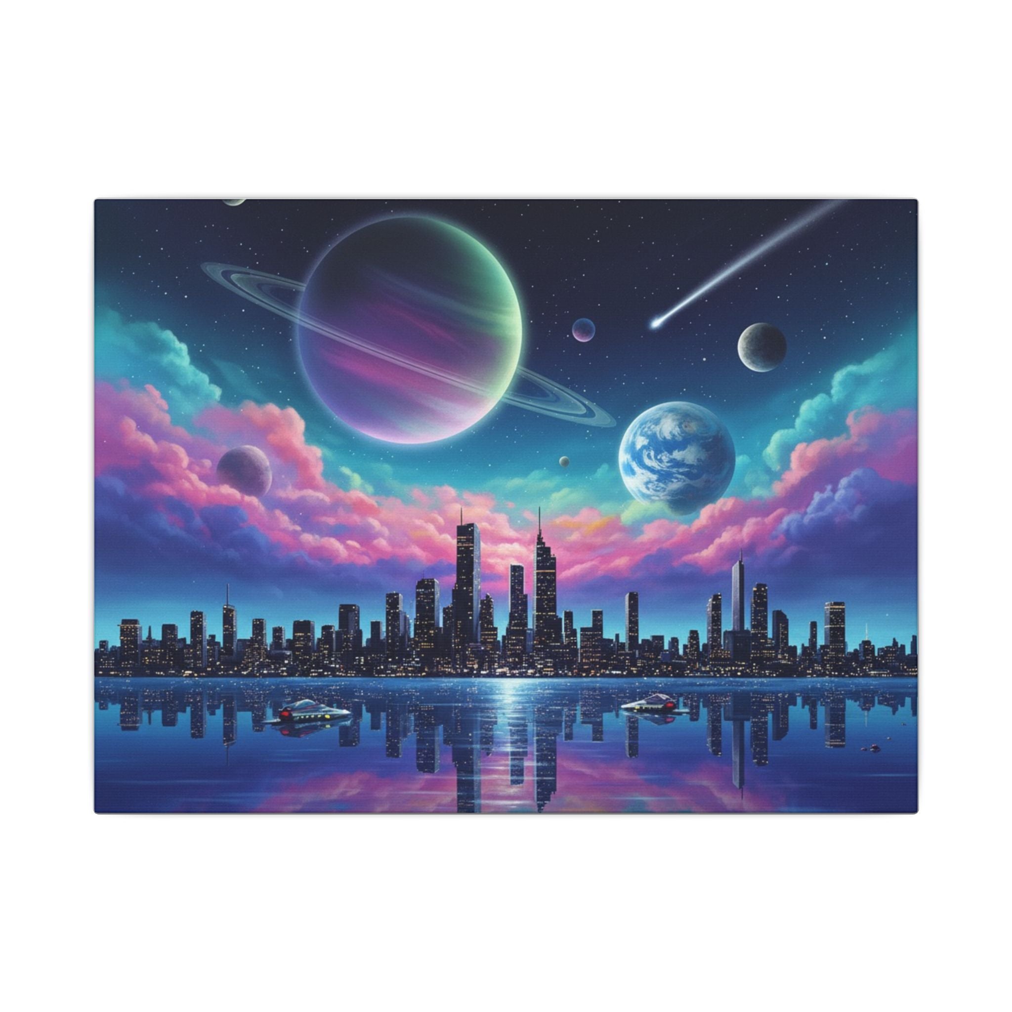 Galactic Cityscape Canvas Art Print