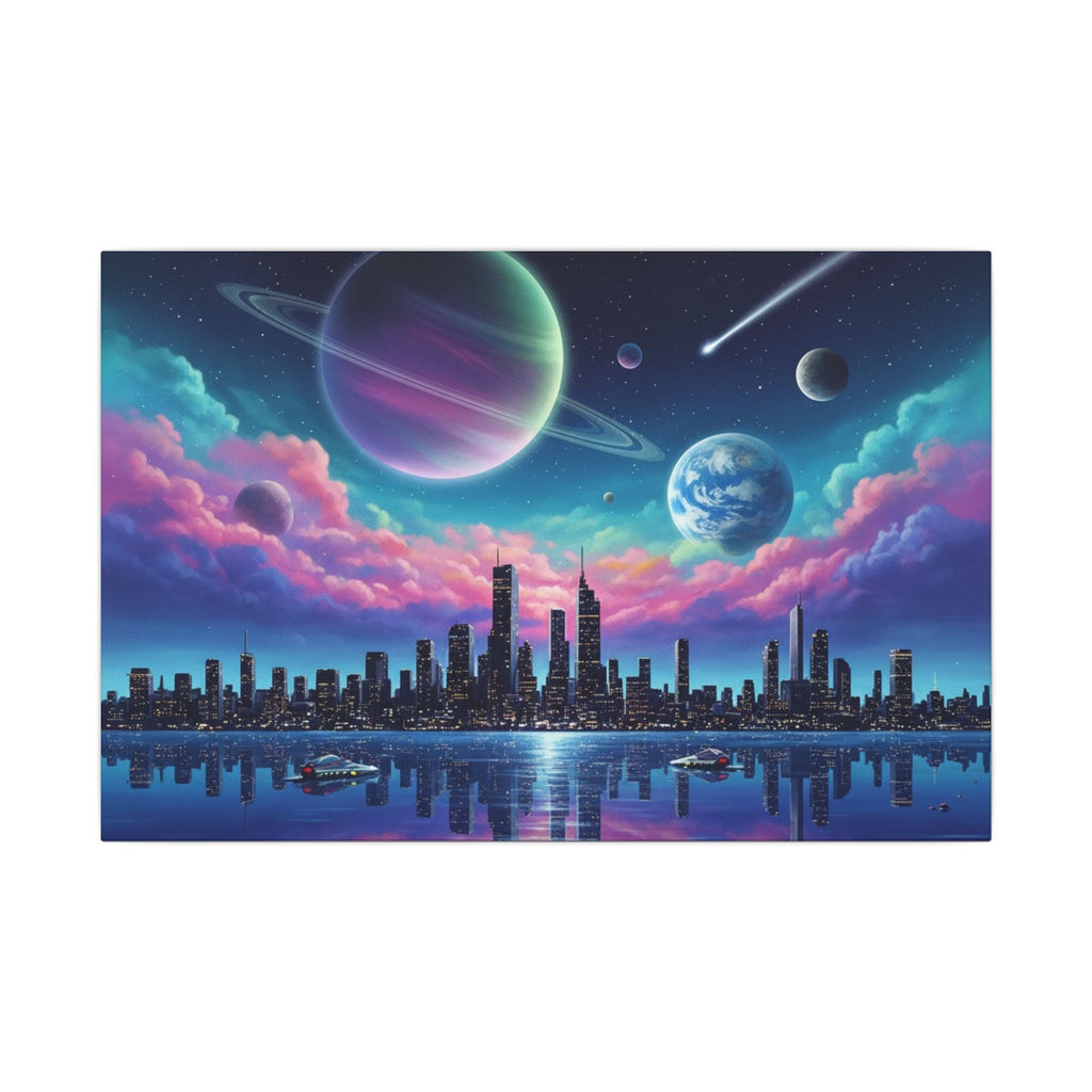 Galactic Cityscape Canvas Art Print