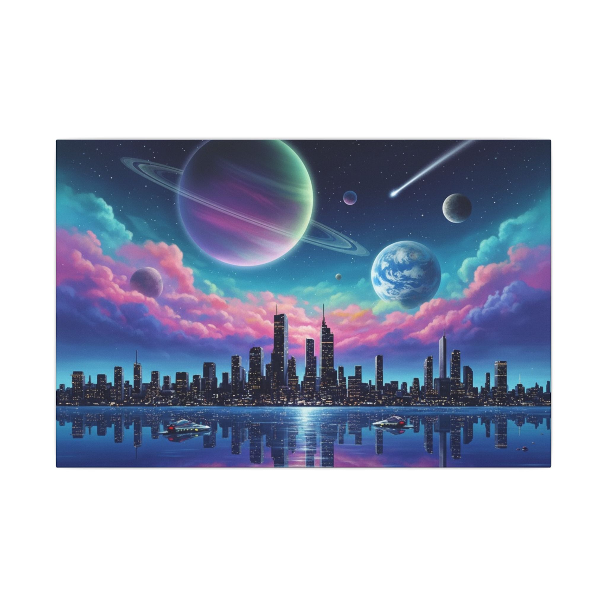 Galactic Cityscape Canvas Art Print
