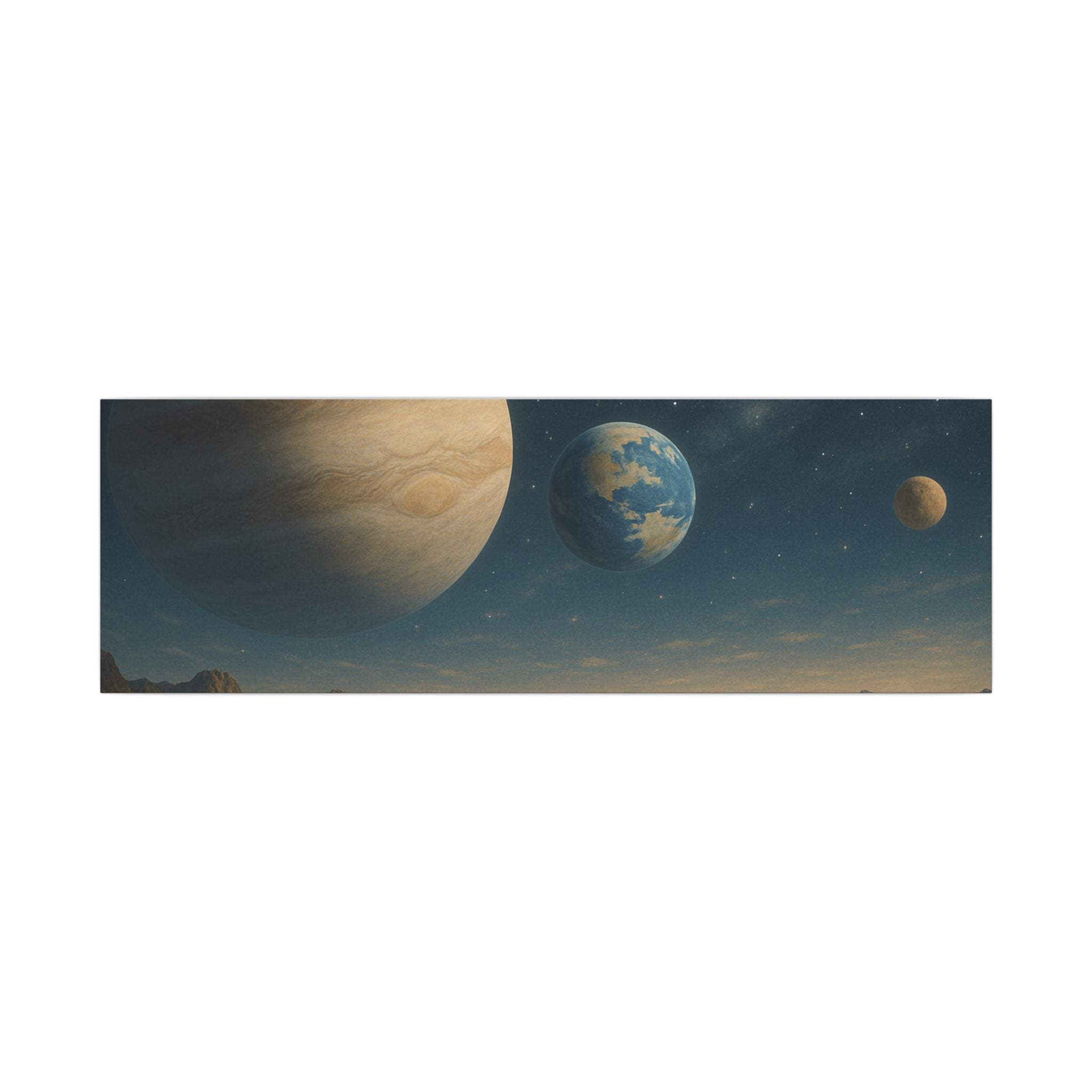 Stretched Canvas Wall Art - Cosmic Planetary Landscape